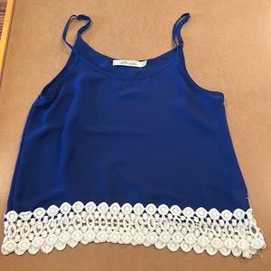 Liberty Love Blue Tank with Lace Hem